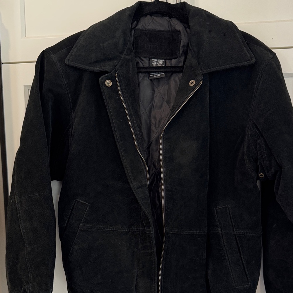 Vintage Suede Black Oversized Bomber Jacket small